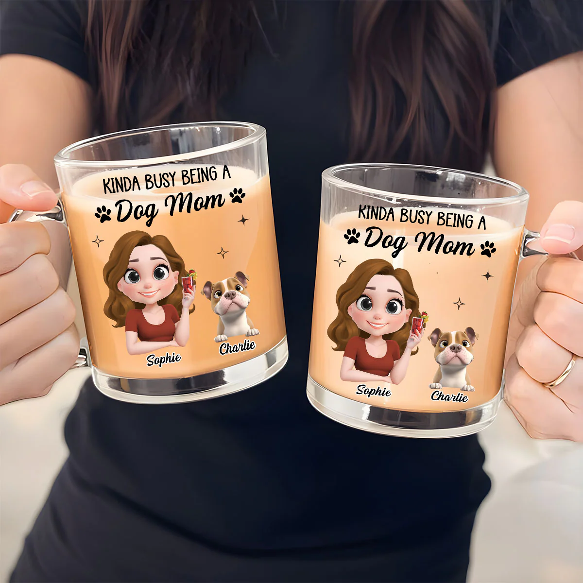Busy But Happy - Personalized Custom Glass Mug - Image 2