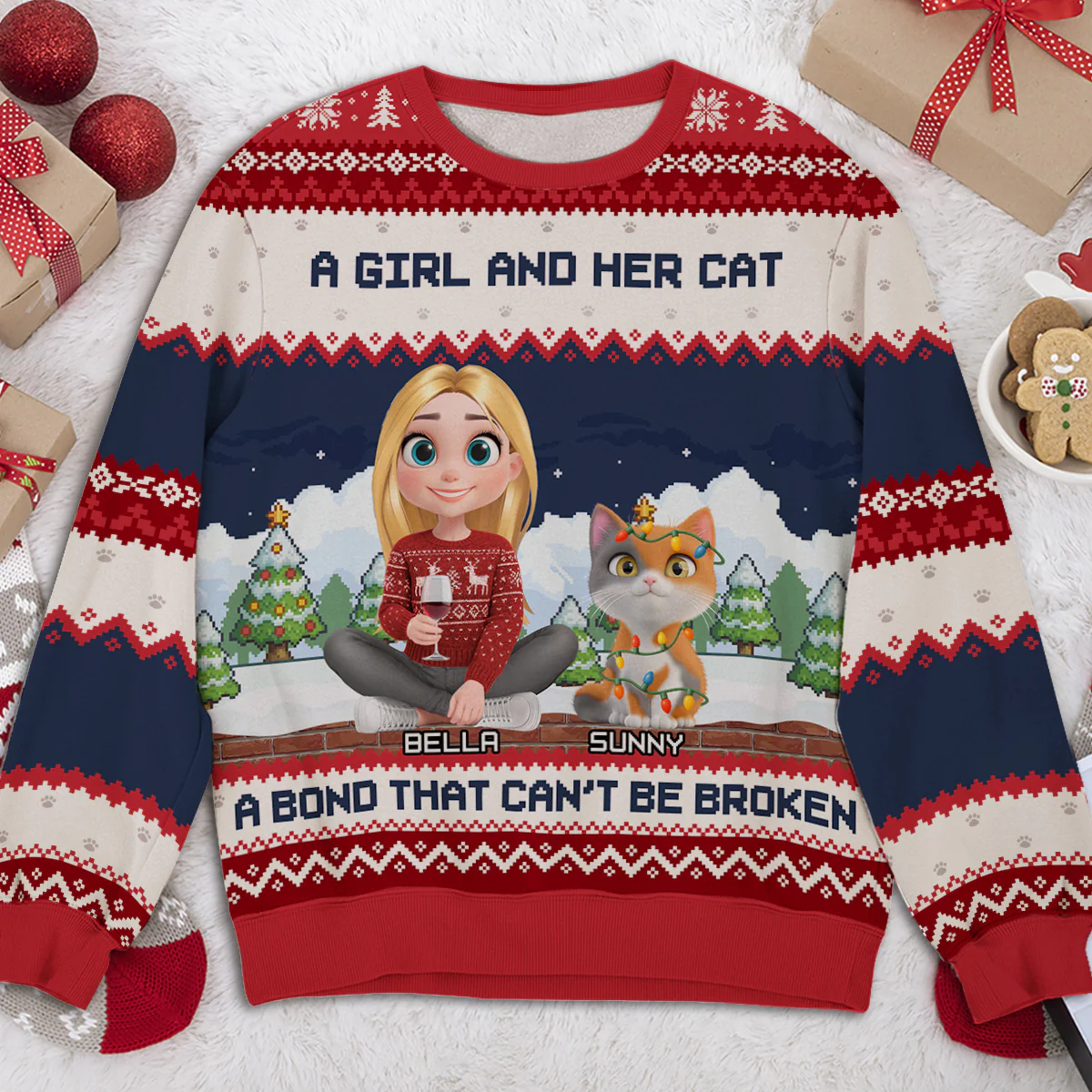 Can Not Be Broken Cat Version - Personalized Custom All-Over-Print Sweatshirt - Image 2
