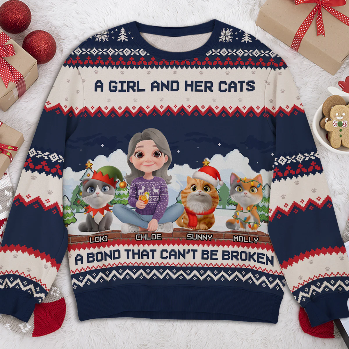 Can Not Be Broken Cat Version - Personalized Custom All-Over-Print Sweatshirt - Image 3