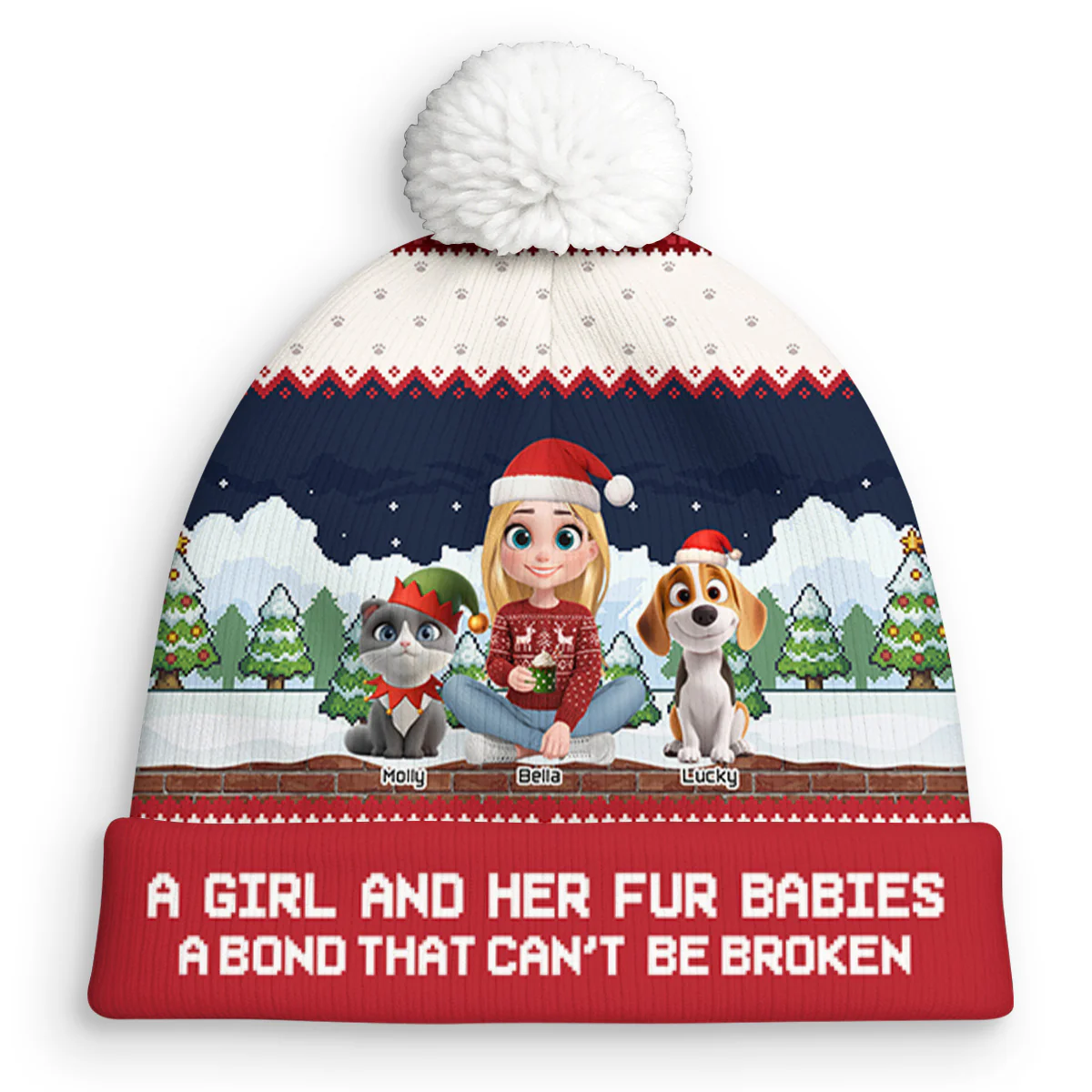 Can Not Be Broken Fur Ver - Personalized Custom Bobble Beanie Hat