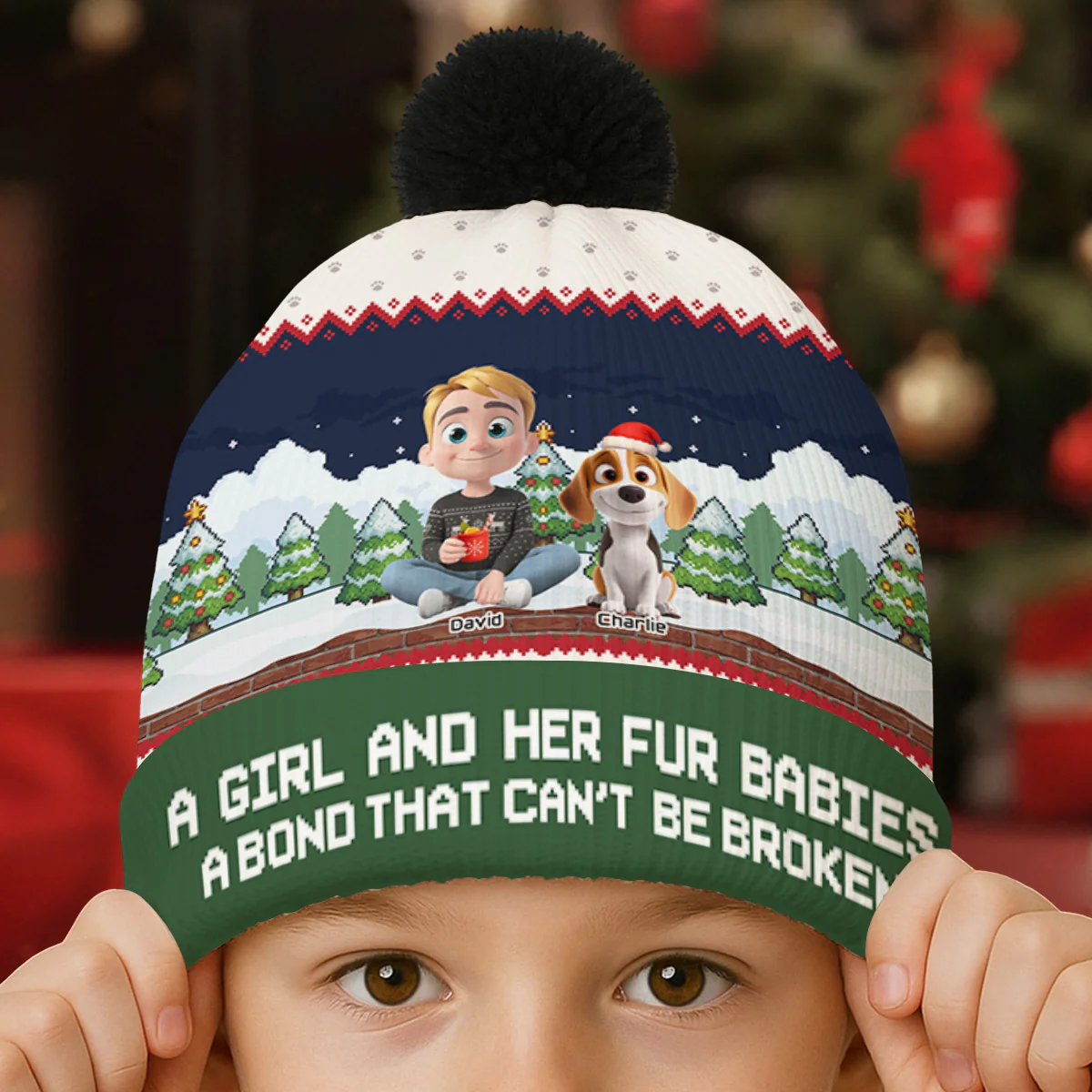 Can Not Be Broken Fur Ver - Personalized Custom Bobble Beanie Hat - Image 3