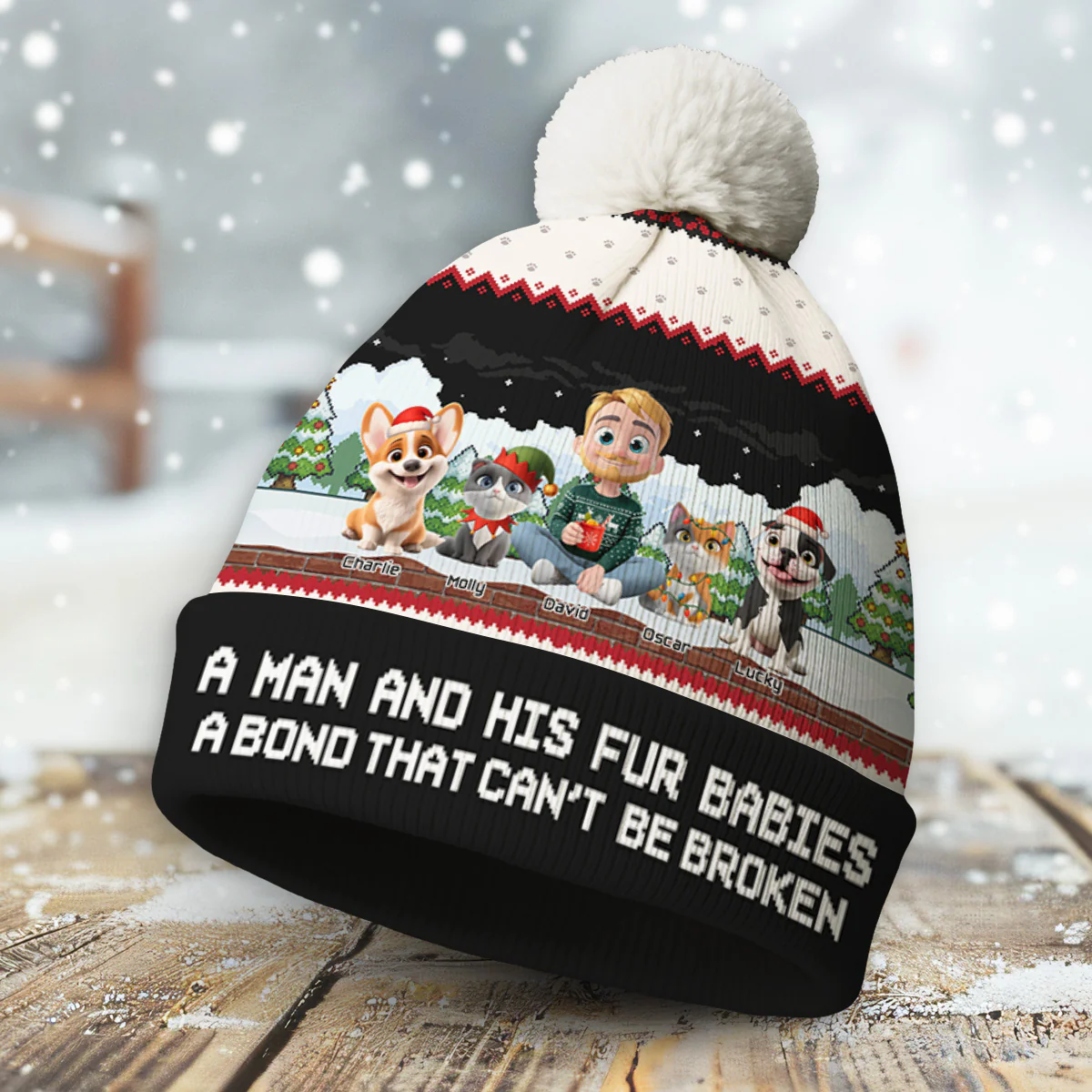 Can Not Be Broken Fur Ver - Personalized Custom Bobble Beanie Hat - Image 5