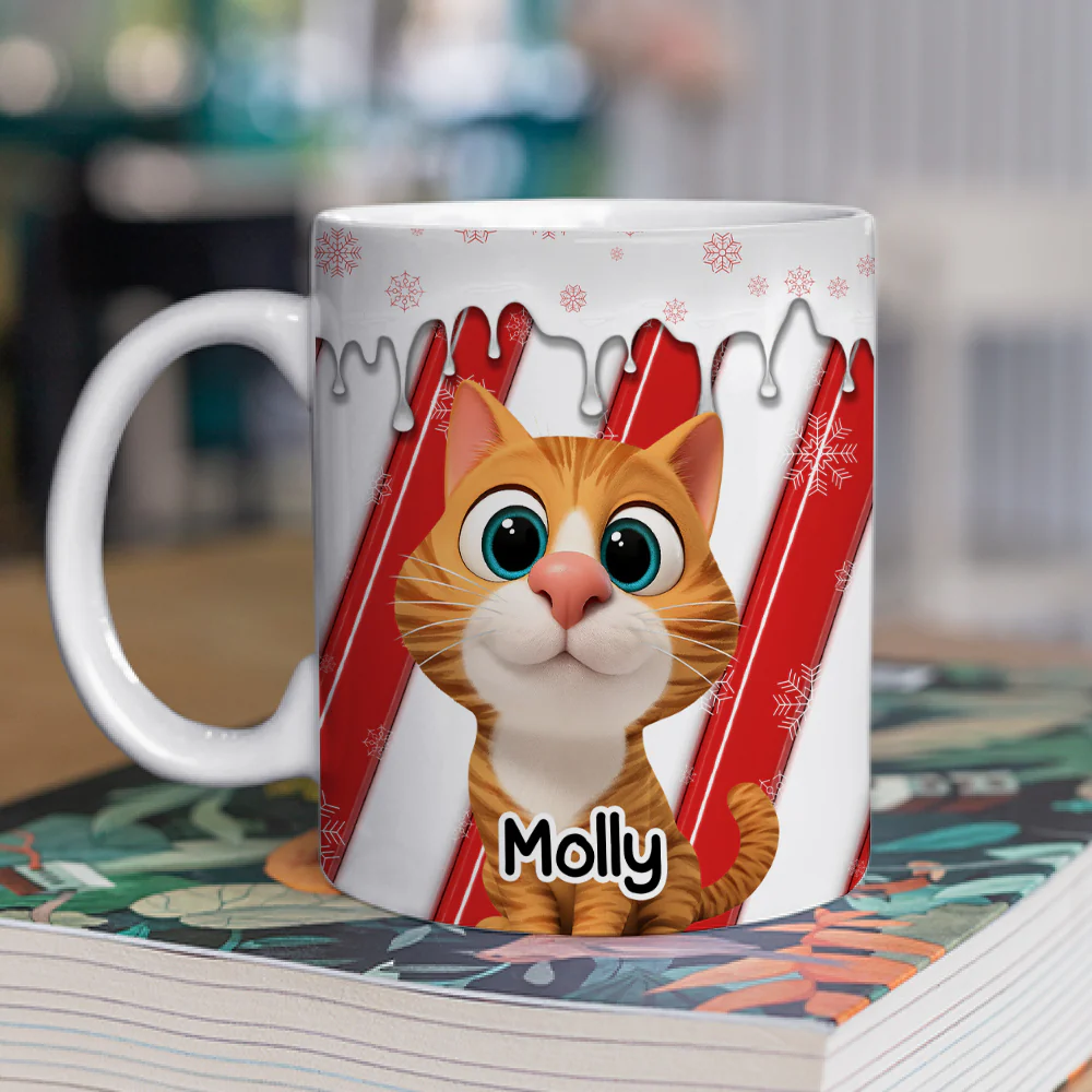 Candy Cartoon Cat - Personalized Custom 3D Inflated Effect Coffee Mug - Image 2