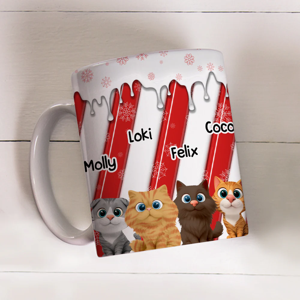 Candy Cartoon Cat - Personalized Custom 3D Inflated Effect Coffee Mug - Image 3