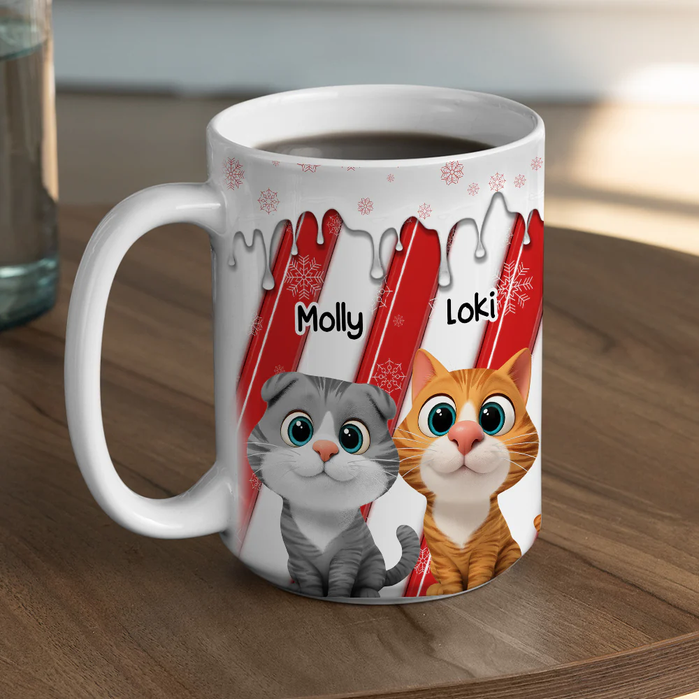 Candy Cartoon Cat - Personalized Custom 3D Inflated Effect Coffee Mug - Image 6