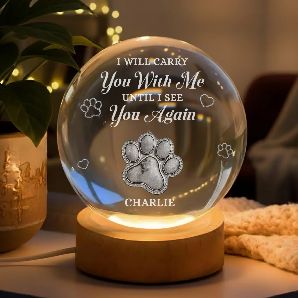 Carry You With Me - Personalized Custom Crystal Globe Lamp