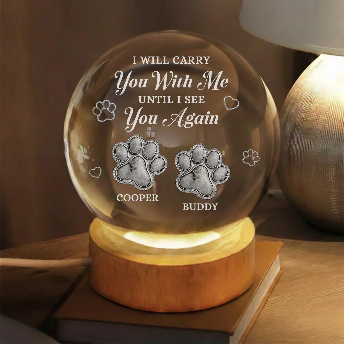 Carry You With Me - Personalized Custom Crystal Globe Lamp - Image 2
