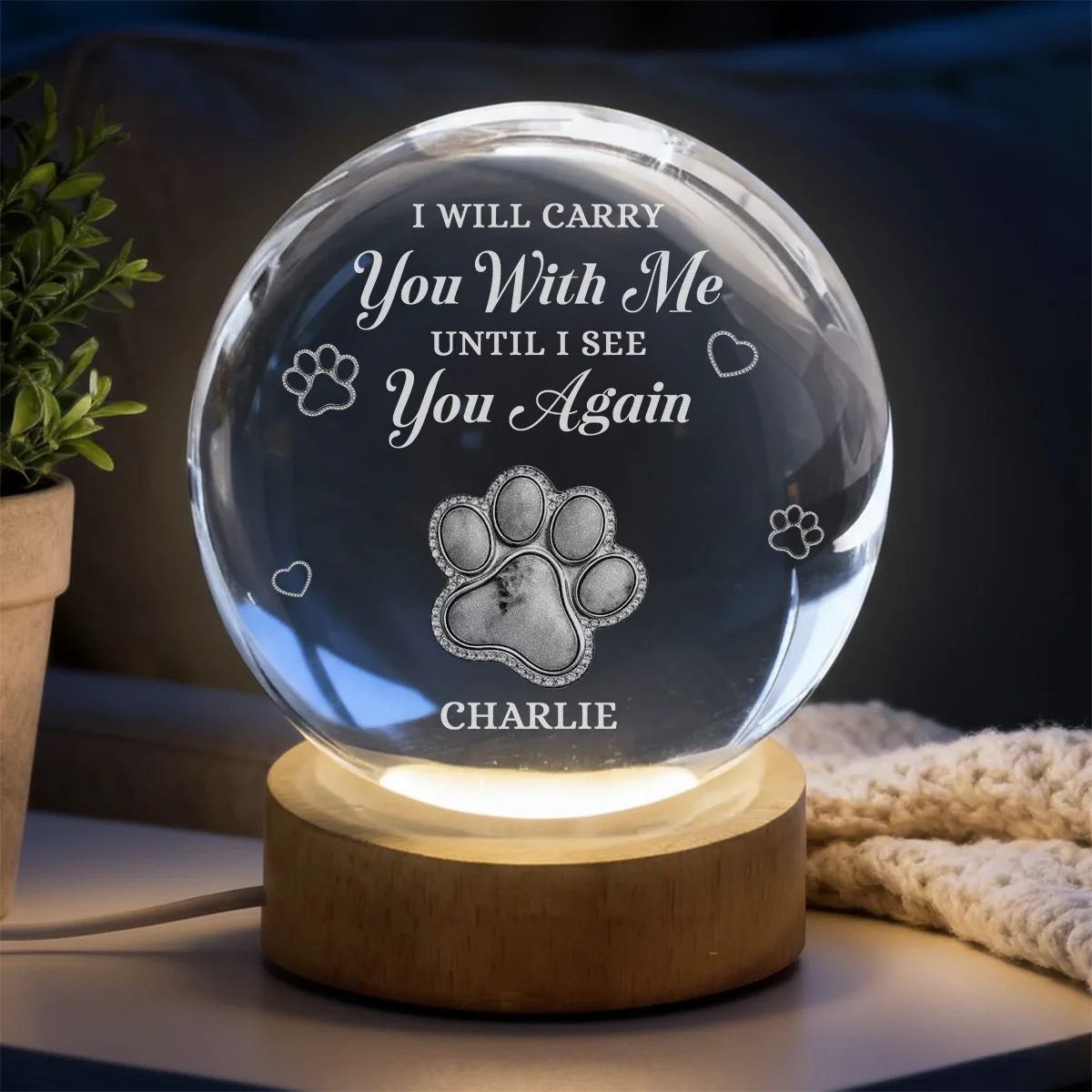 Carry You With Me - Personalized Custom Crystal Globe Lamp - Image 3