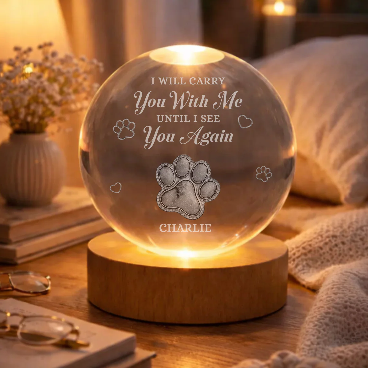 Carry You With Me - Personalized Custom Crystal Globe Lamp - Image 5