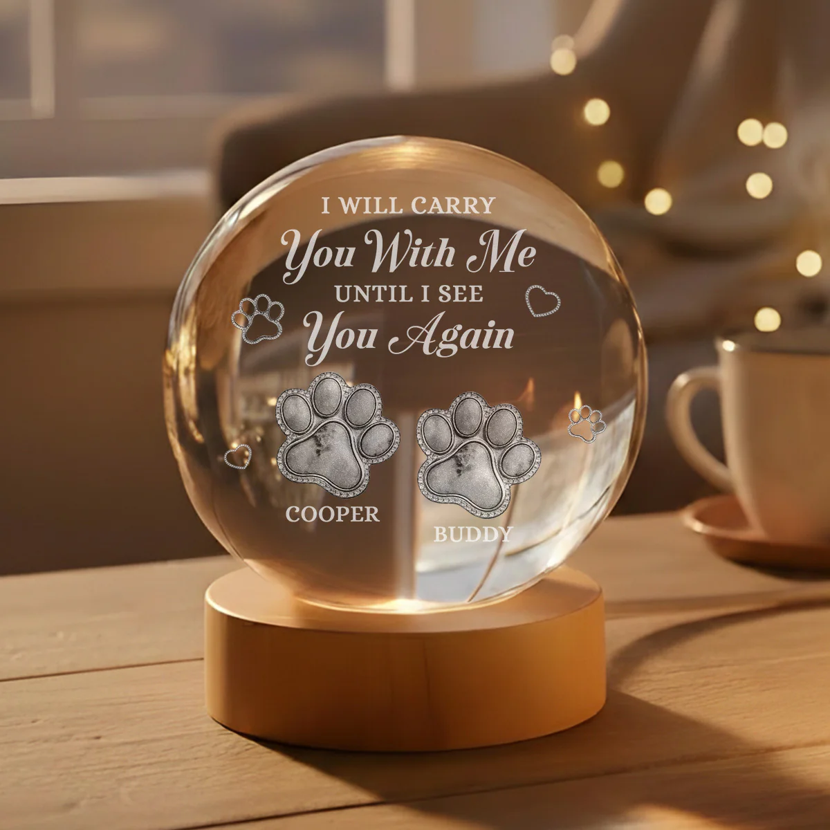 Carry You With Me - Personalized Custom Crystal Globe Lamp - Image 6