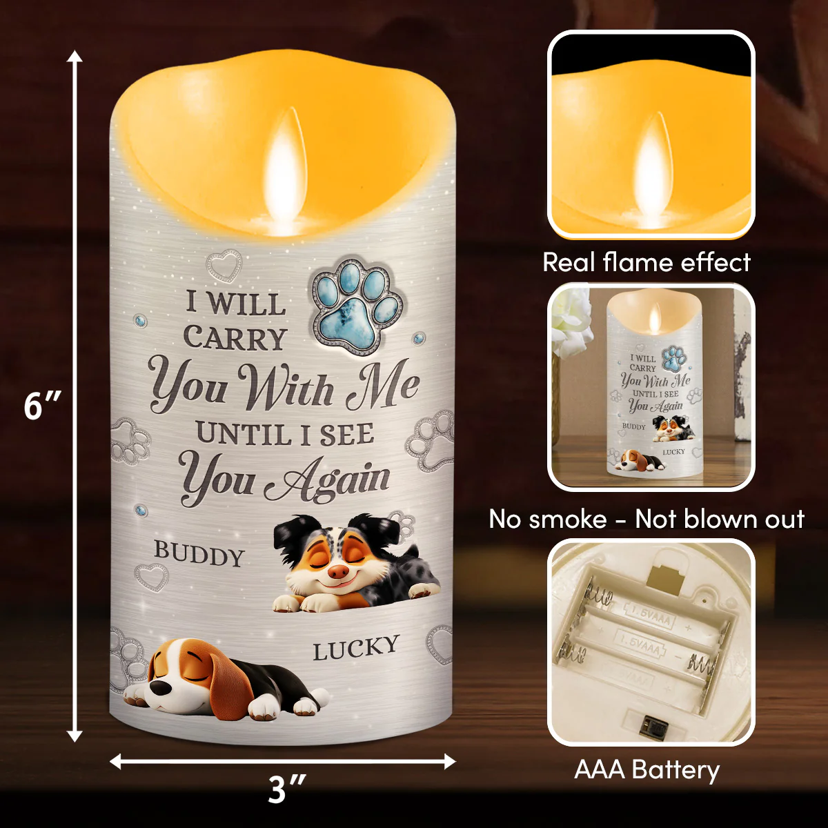 Carry You With Me - Personalized Custom LED Candle - Image 6