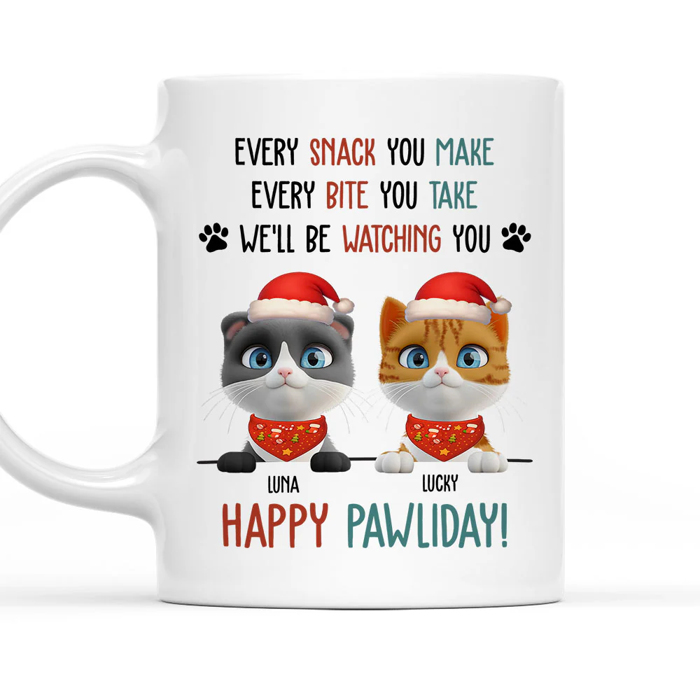 Cartoon Cat Pawliday - Personalized Custom Coffee Mug