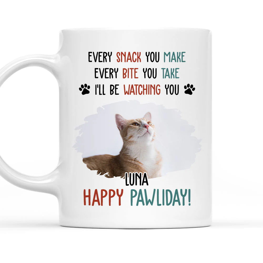 Cartoon Cat Pawliday Photo - Personalized Custom Coffee Mug