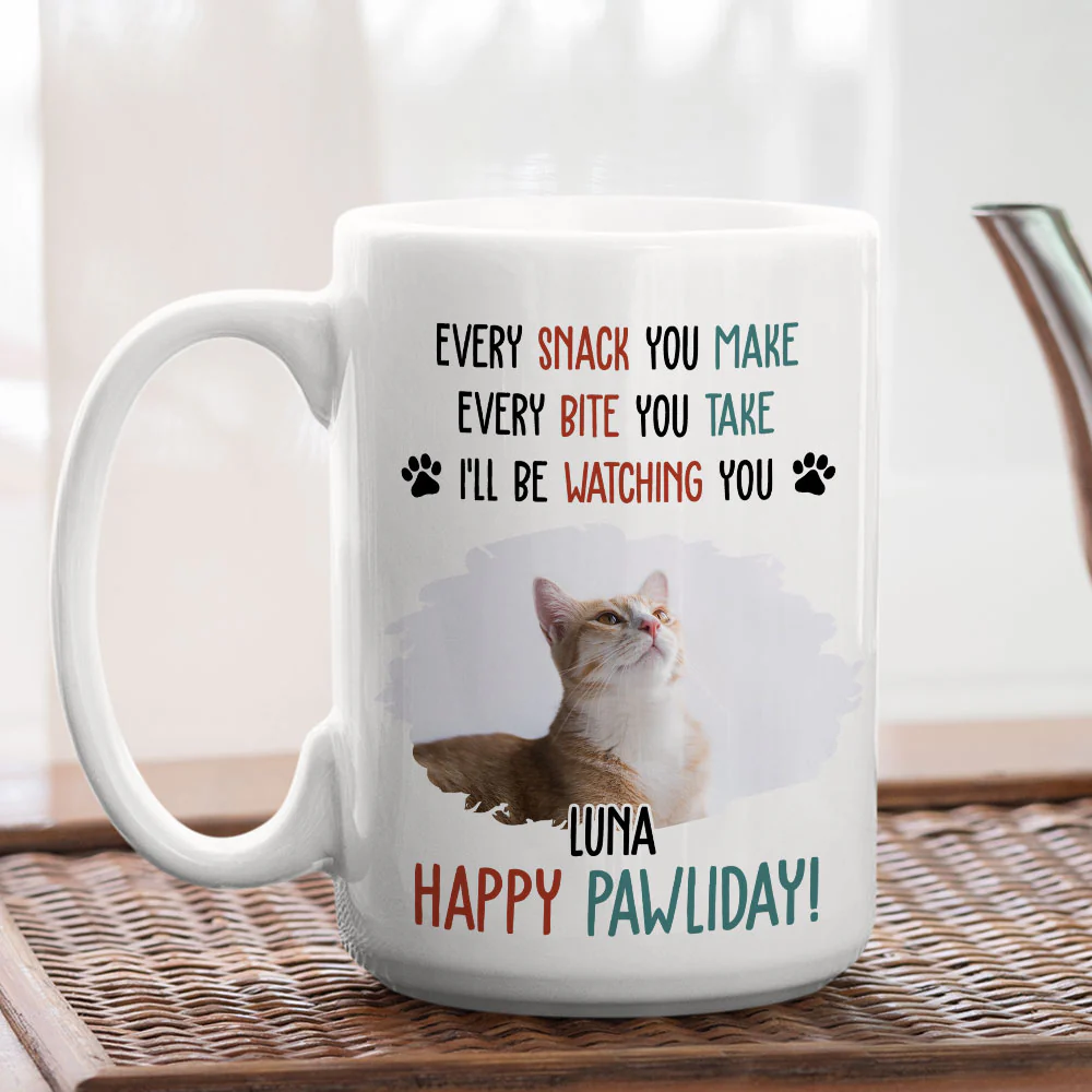 Cartoon Cat Pawliday Photo - Personalized Custom Coffee Mug - Image 5