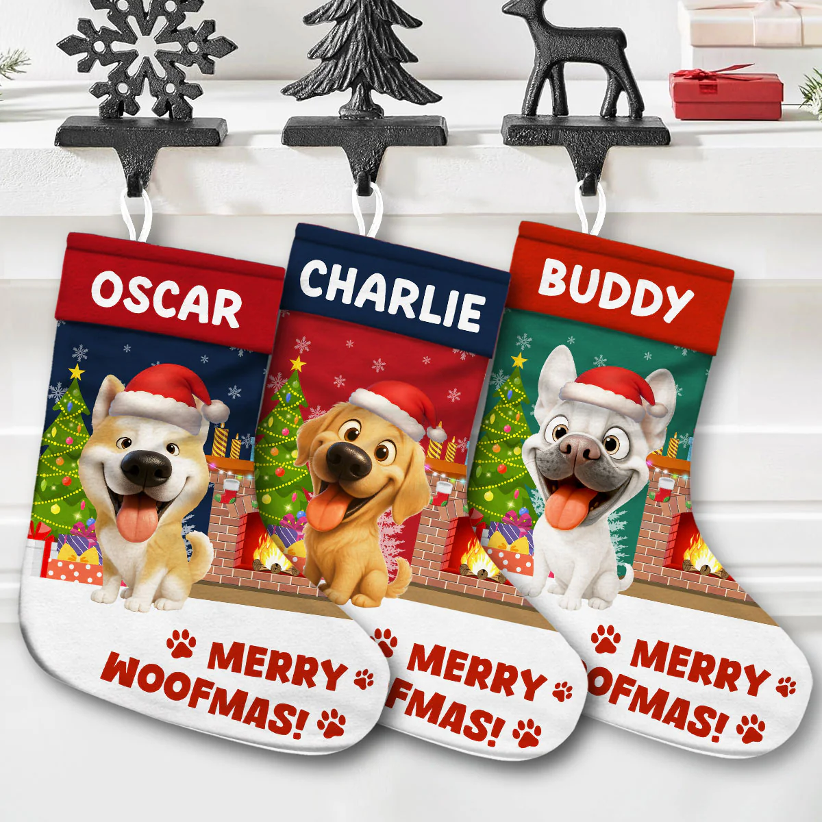 Cartoon Dog Christmas - Personalized Custom Christmas Stocking - Image 4