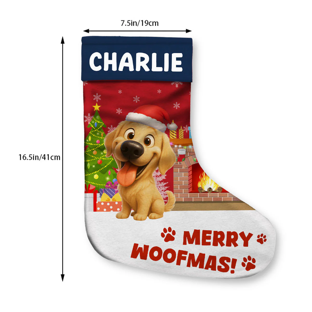 Cartoon Dog Christmas - Personalized Custom Christmas Stocking - Image 5
