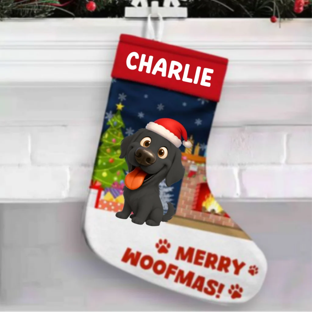 Cartoon Dog Christmas - Personalized Custom Christmas Stocking - Image 6