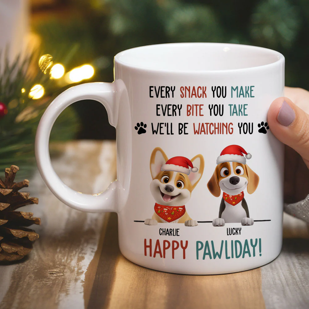 Cartoon Dog Pawliday - Personalized Custom Coffee Mug - Image 2