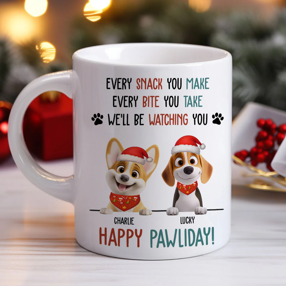 Cartoon Dog Pawliday - Personalized Custom Coffee Mug - Image 3