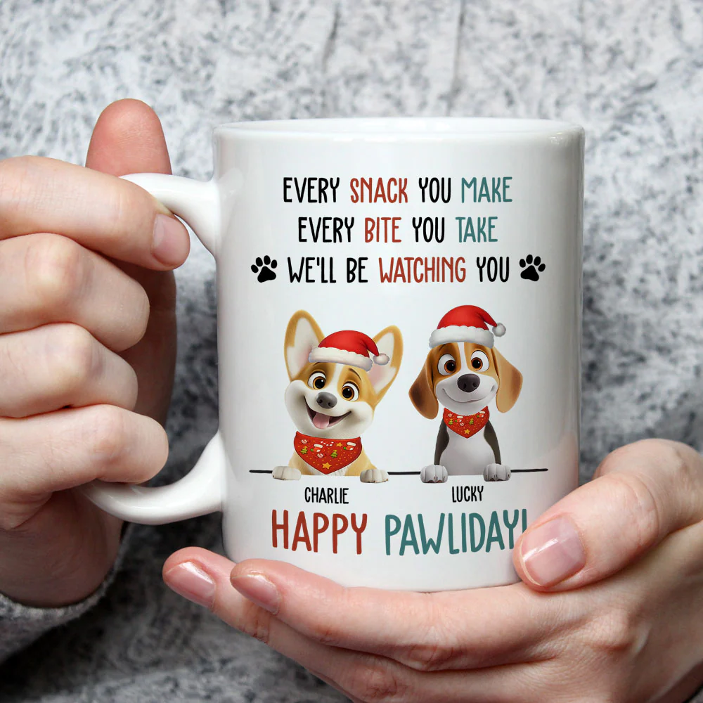 Cartoon Dog Pawliday - Personalized Custom Coffee Mug - Image 4