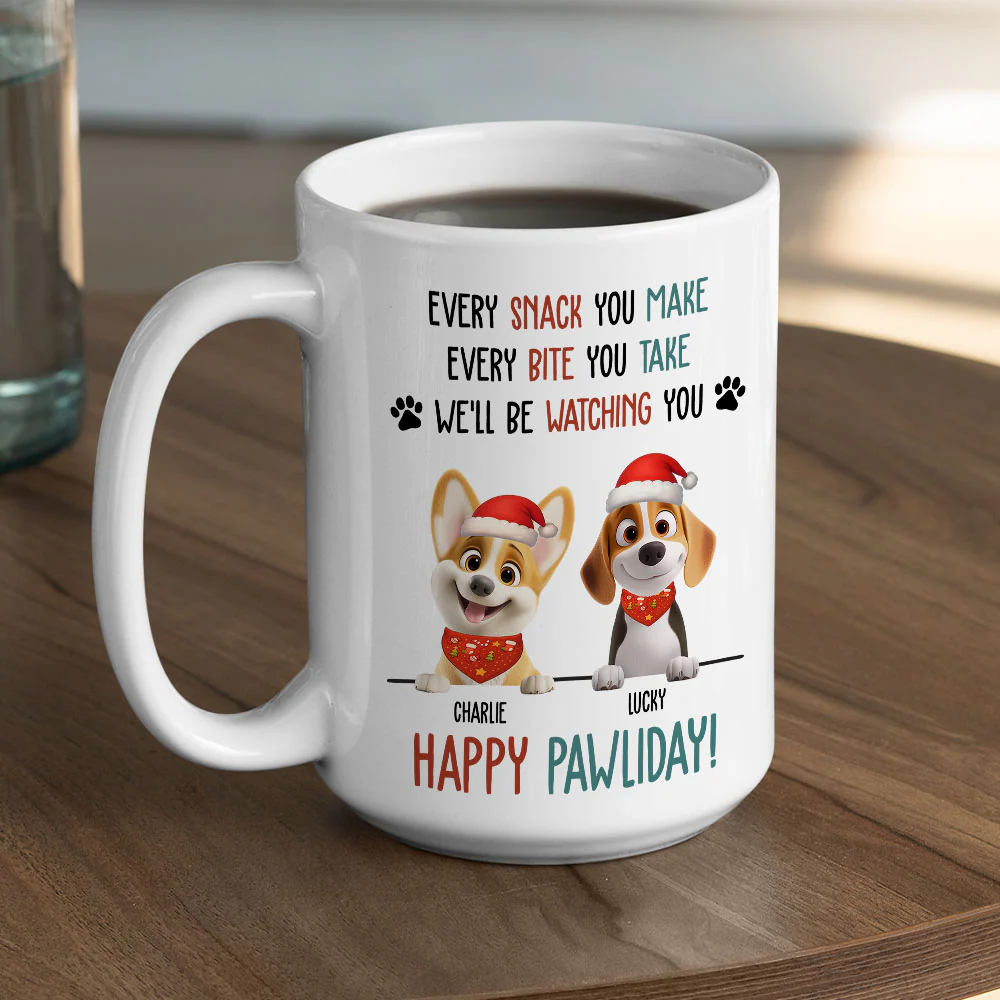 Cartoon Dog Pawliday - Personalized Custom Coffee Mug - Image 5