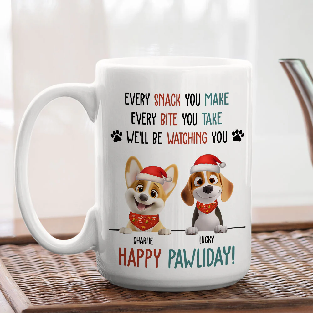 Cartoon Dog Pawliday - Personalized Custom Coffee Mug - Image 6