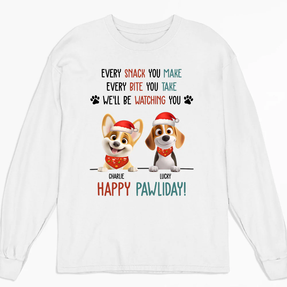 Cartoon Dog Pawliday - Personalized Custom Long Sleeve T-Shirt