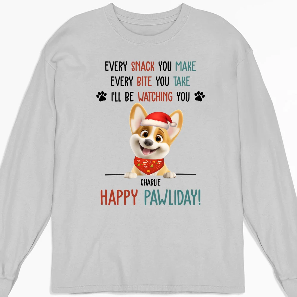 Cartoon Dog Pawliday - Personalized Custom Long Sleeve T-Shirt - Image 4