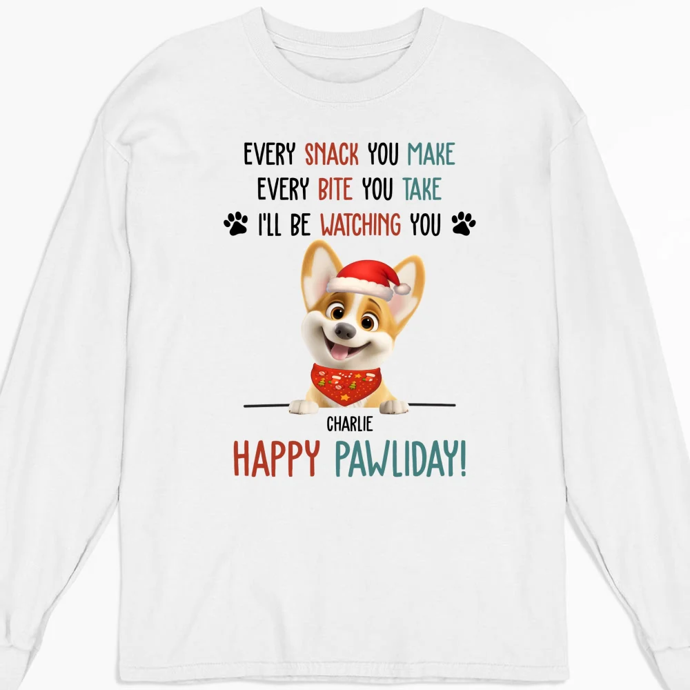 Cartoon Dog Pawliday - Personalized Custom Long Sleeve T-Shirt - Image 5