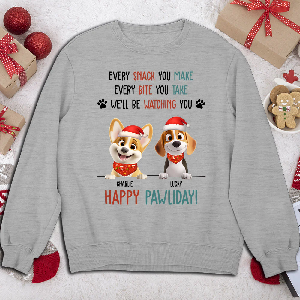 Cartoon Dog Pawliday - Personalized Custom Sweatshirt - Image 2