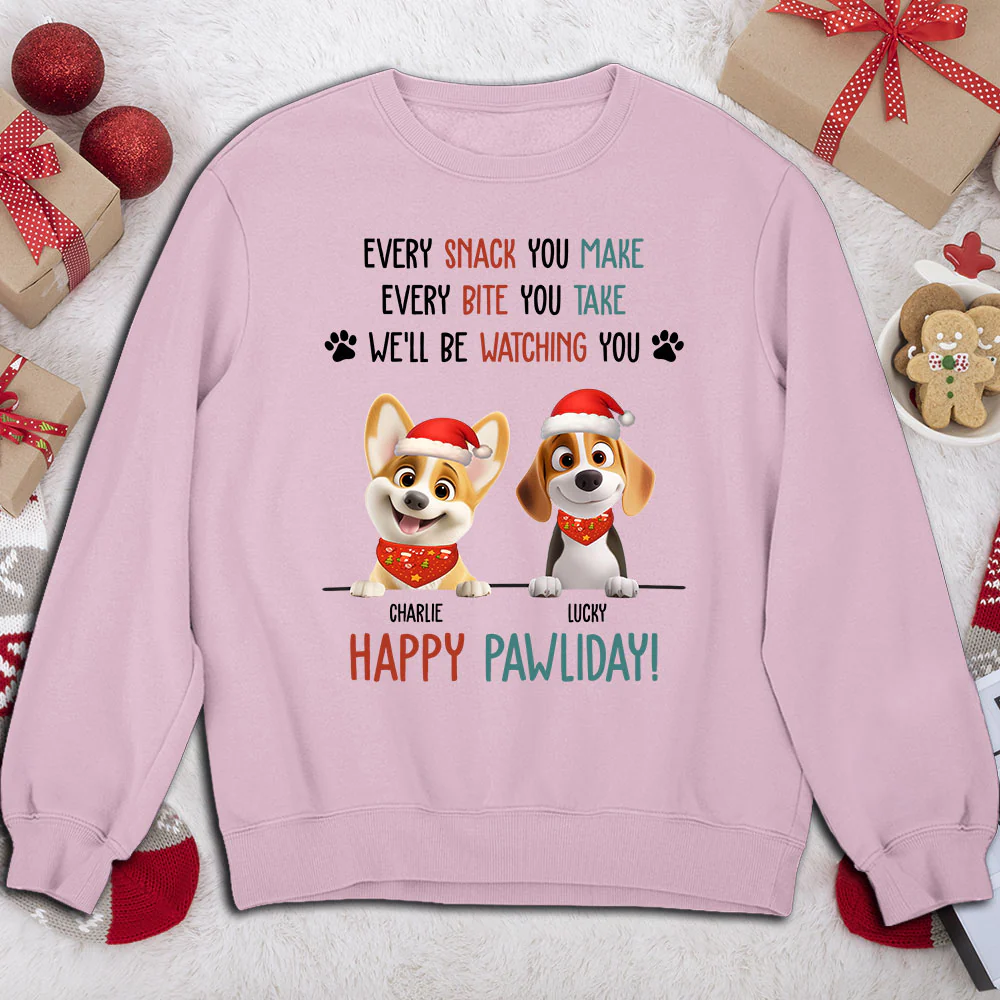 Cartoon Dog Pawliday - Personalized Custom Sweatshirt - Image 3