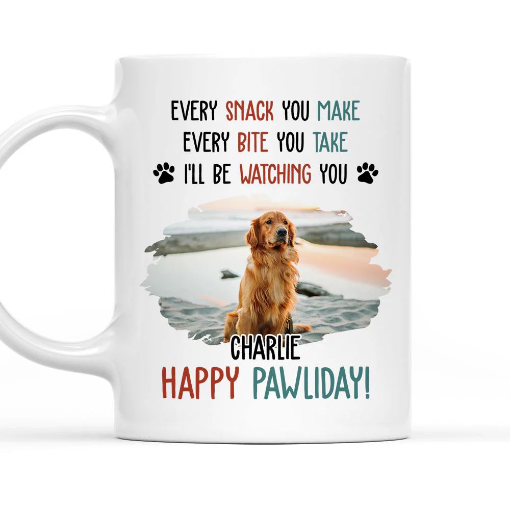 Cartoon Dog Pawliday Photo - Personalized Custom Coffee Mug