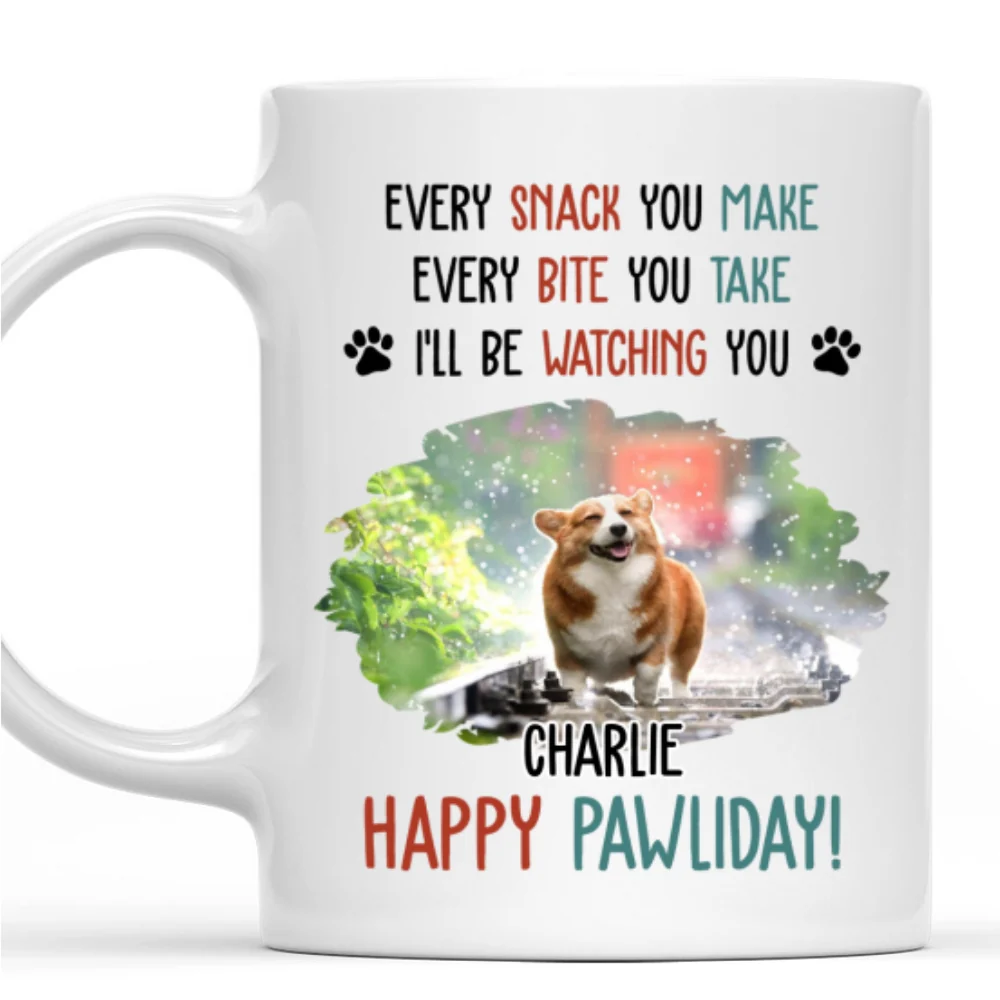 Cartoon Dog Pawliday Photo - Personalized Custom Coffee Mug - Image 7