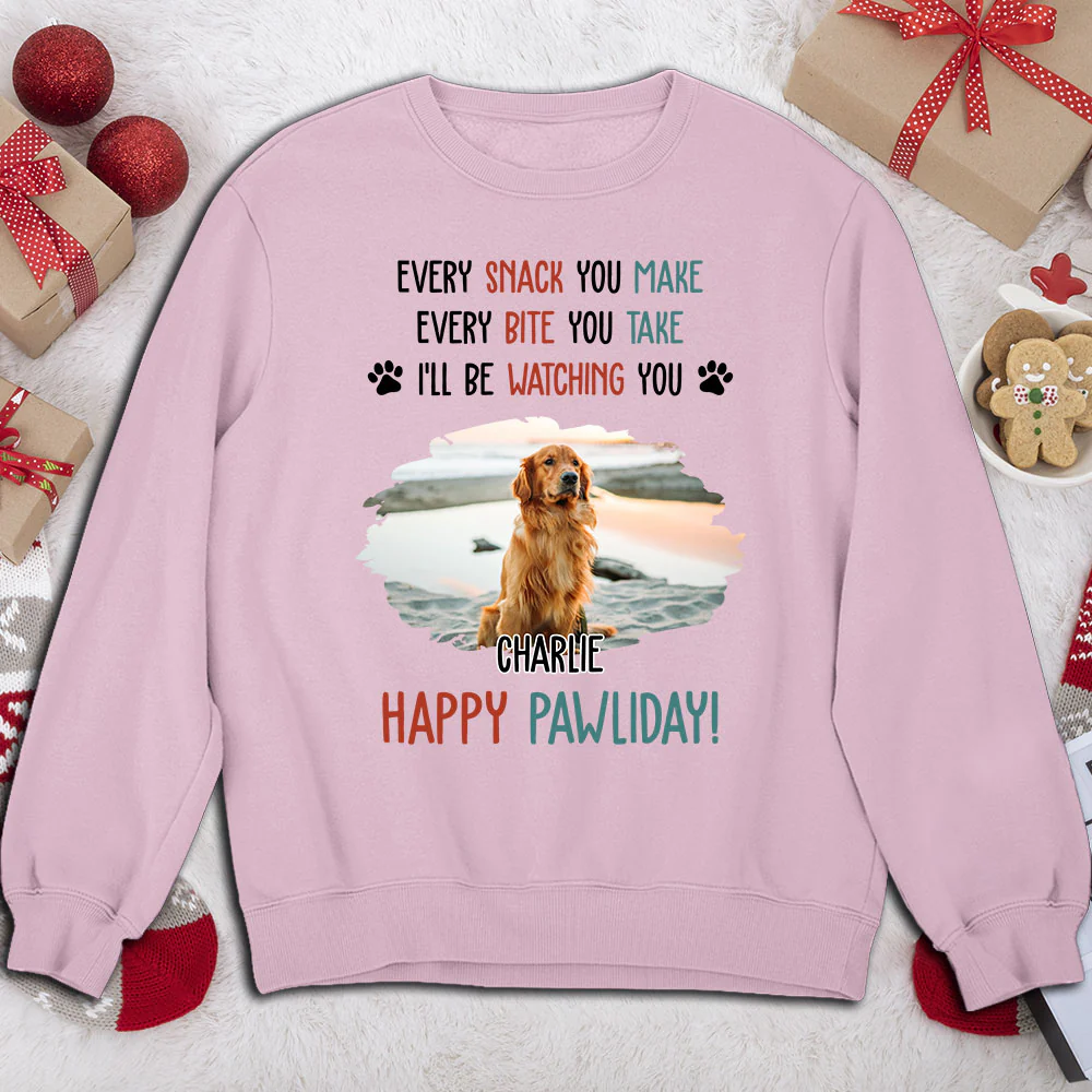 Cartoon Dog Pawliday Photo - Personalized Custom Sweatshirt - Image 2