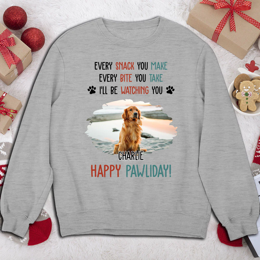 Cartoon Dog Pawliday Photo - Personalized Custom Sweatshirt - Image 3