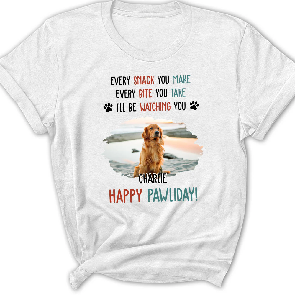 Cartoon Dog Pawliday Photo - Personalized Custom Women's T-Shirt
