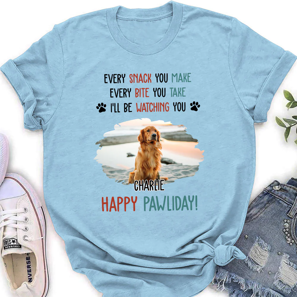 Cartoon Dog Pawliday Photo - Personalized Custom Women's T-Shirt - Image 3