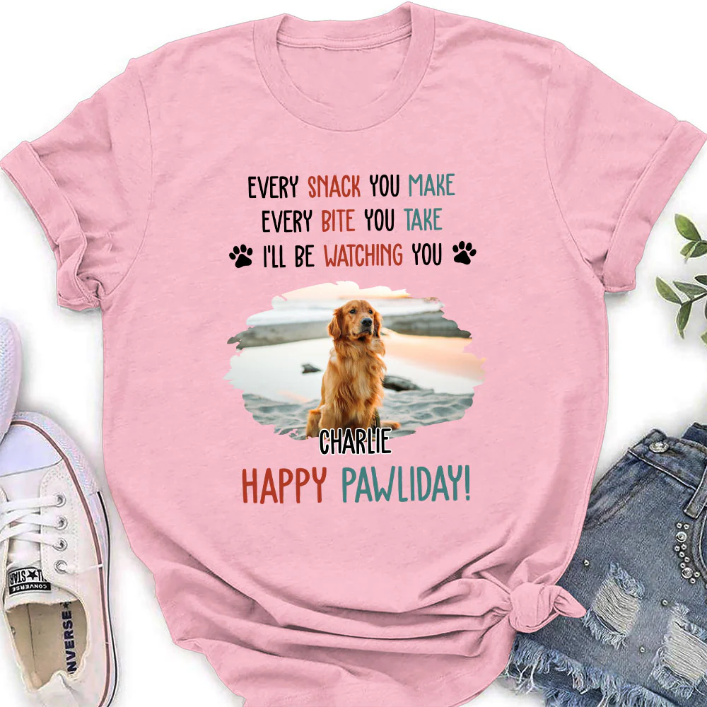 Cartoon Dog Pawliday Photo - Personalized Custom Women's T-Shirt - Image 4