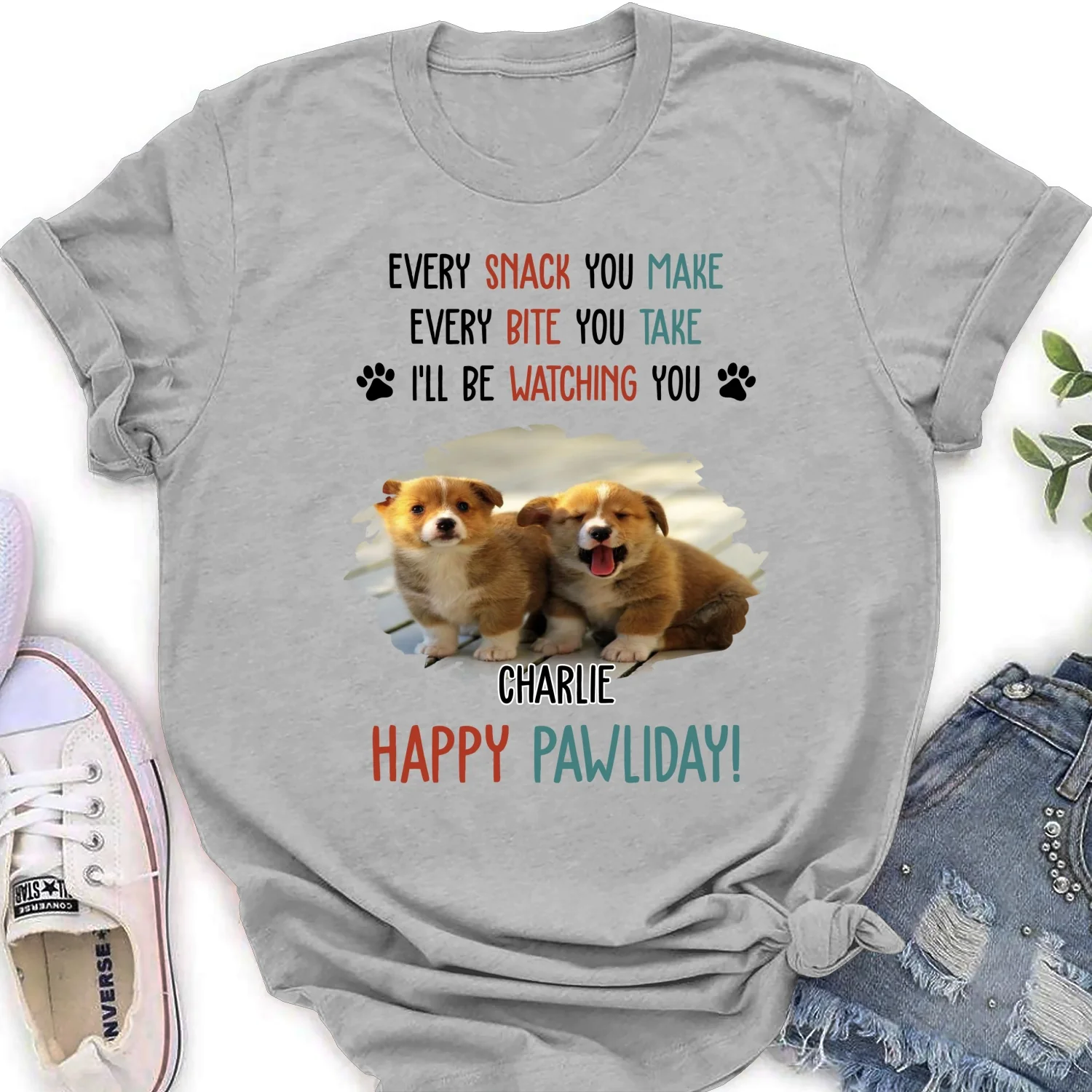 Cartoon Dog Pawliday Photo - Personalized Custom Women's T-Shirt - Image 6