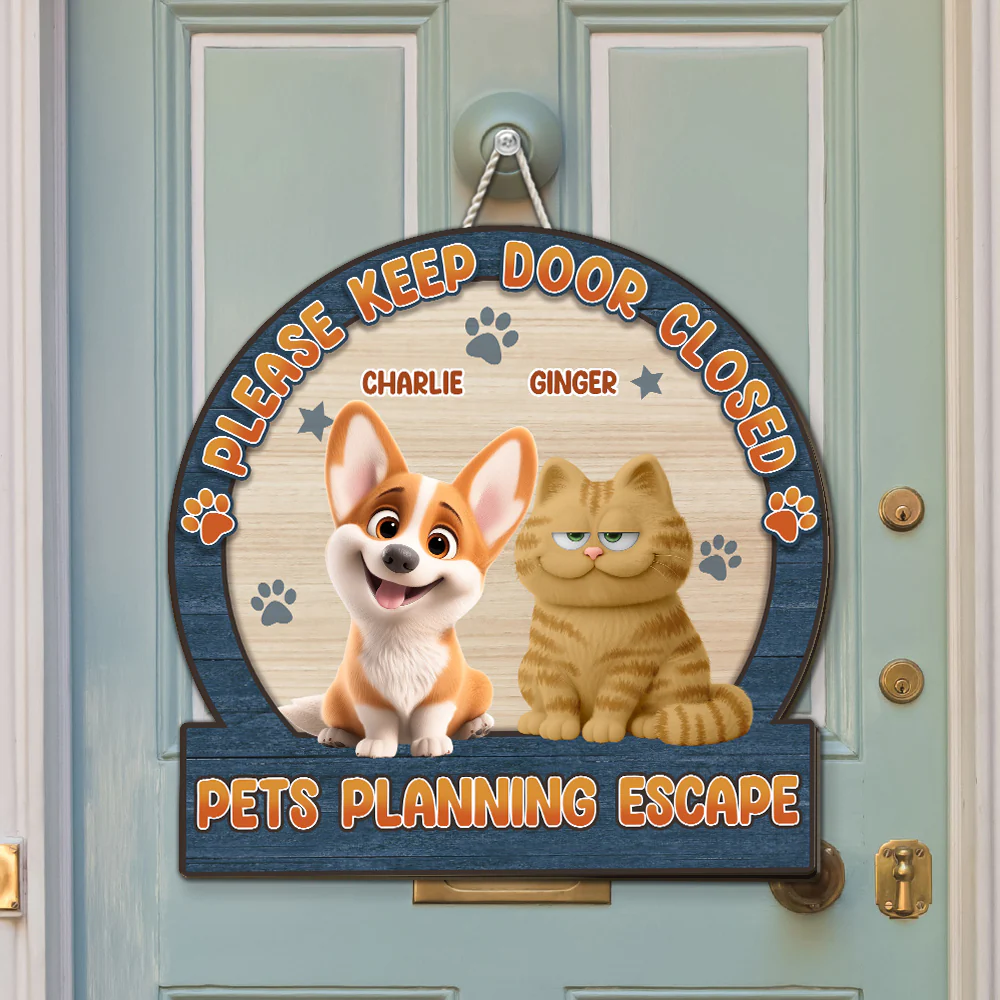 Cartoon Pet Escape - Personalized Custom Wood Sign - Image 2