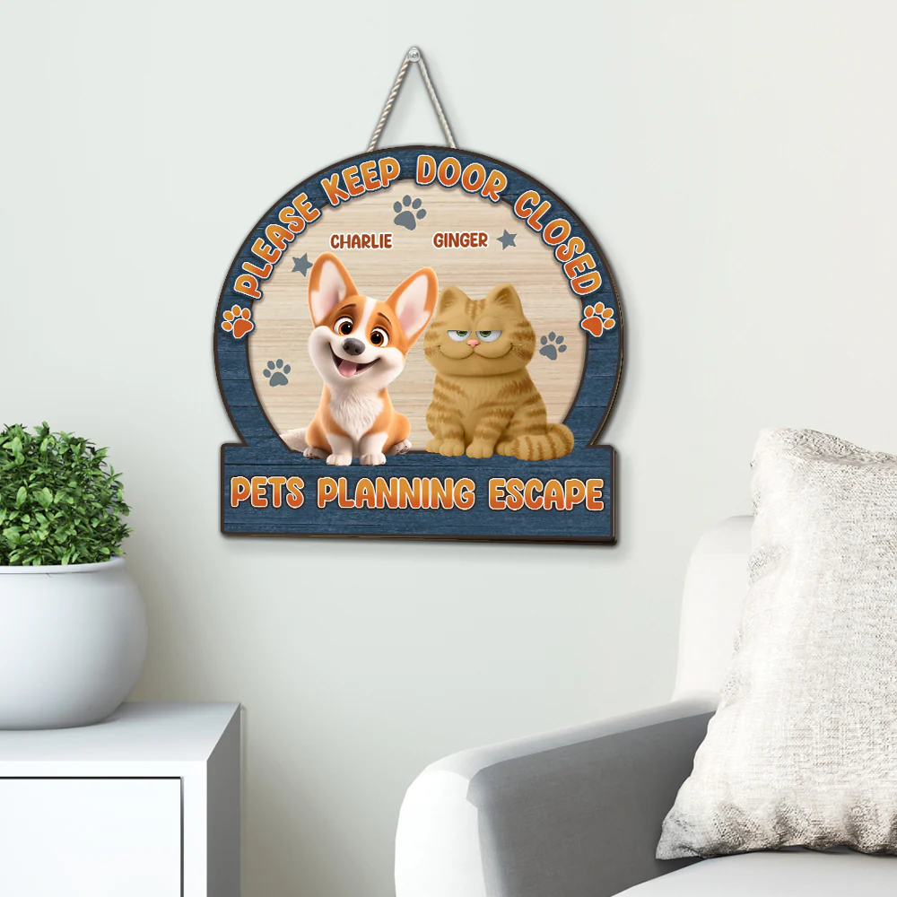 Cartoon Pet Escape - Personalized Custom Wood Sign - Image 3