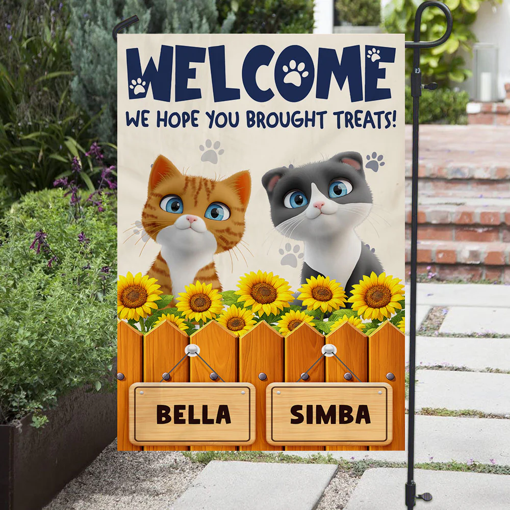 Cartoon Pet Hopes You Bring Treats - Personalized Custom Flag - Image 6