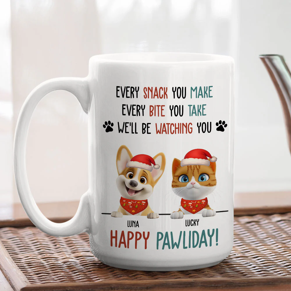 Cartoon Pet Pawliday - Personalized Custom Coffee Mug - Image 3