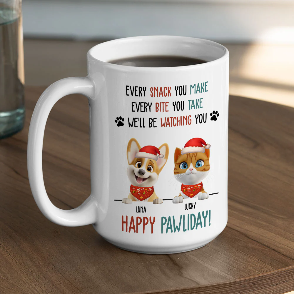 Cartoon Pet Pawliday - Personalized Custom Coffee Mug - Image 4