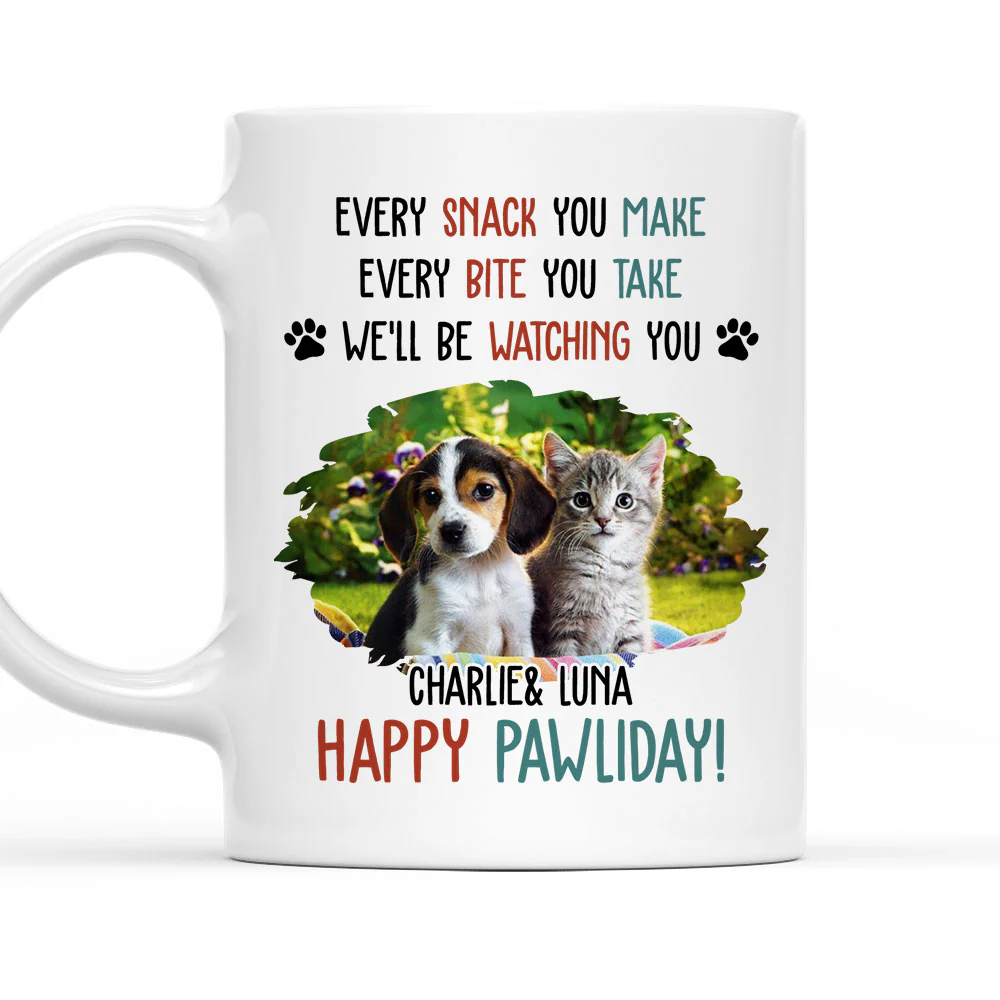 Cartoon Pet Pawliday Photo - Personalized Custom Coffee Mug