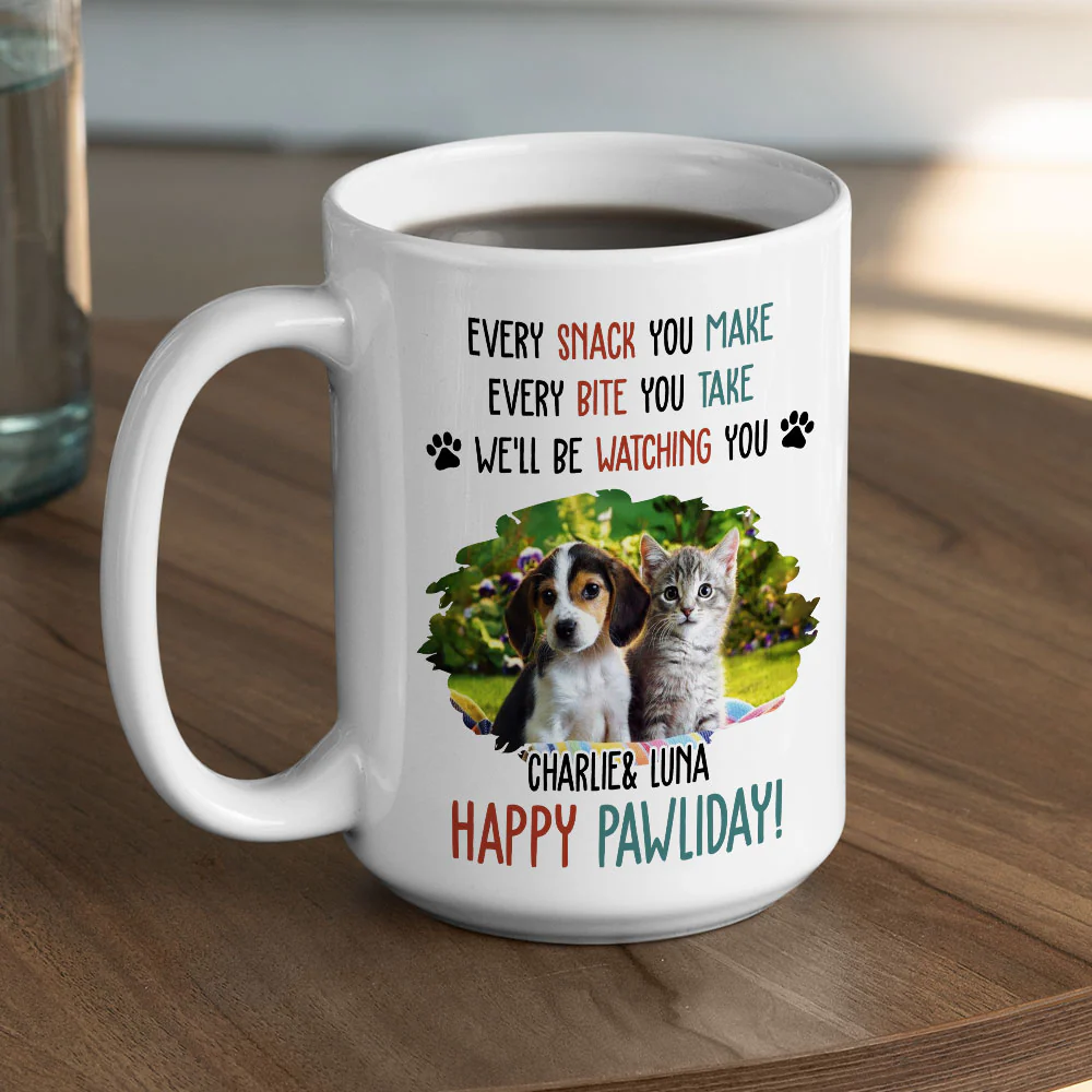 Cartoon Pet Pawliday Photo - Personalized Custom Coffee Mug - Image 5