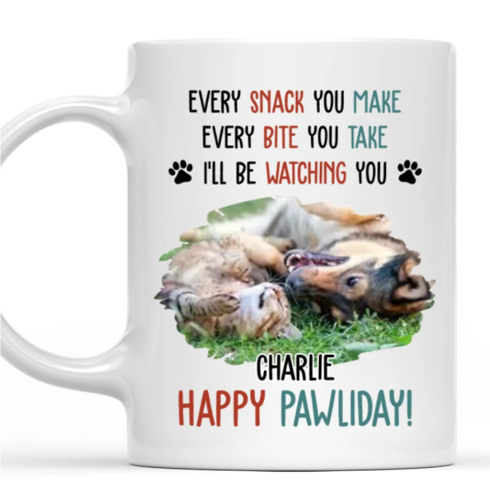 Cartoon Pet Pawliday Photo - Personalized Custom Coffee Mug - Image 6