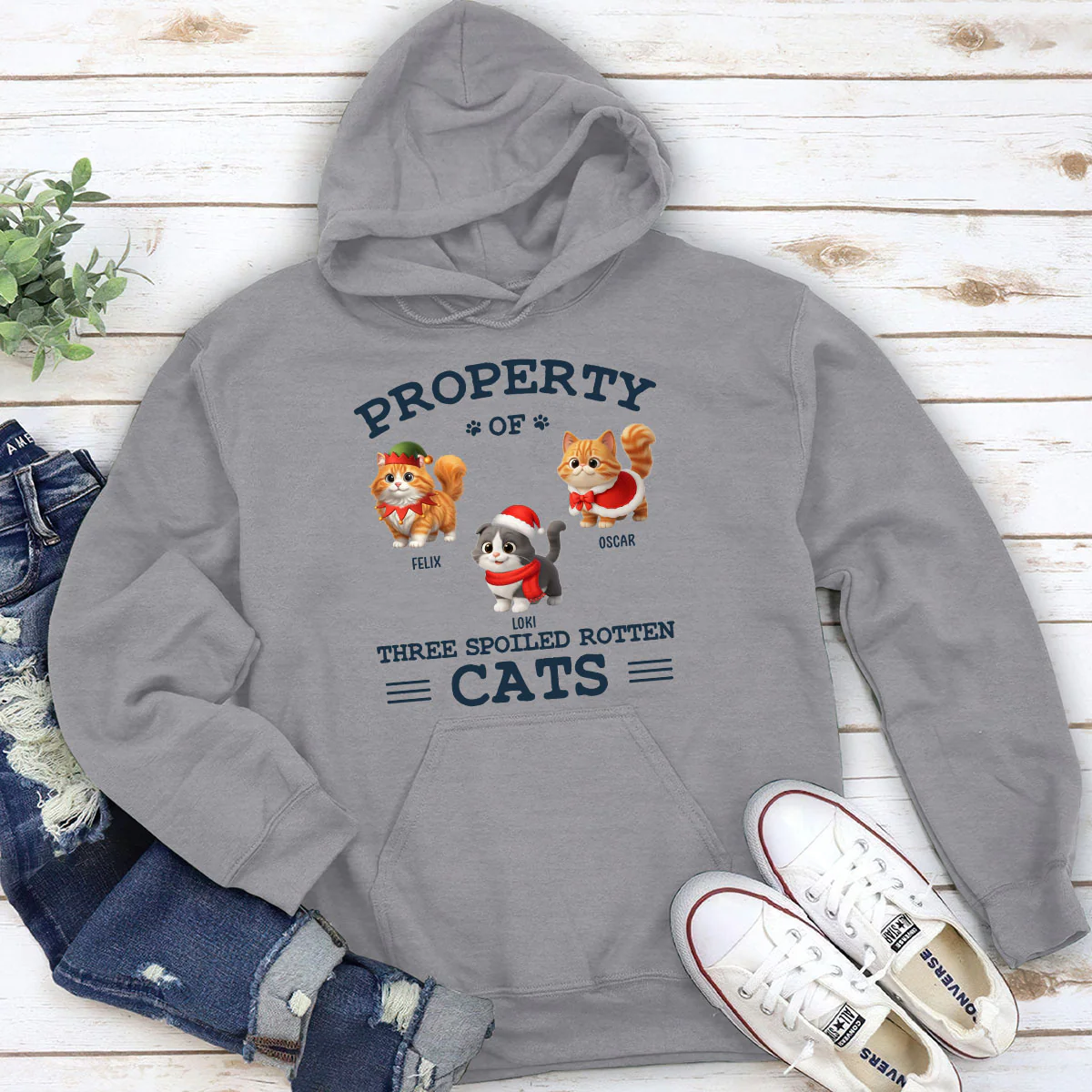 Cartoon Spoiled Rotten Cats - Personalized Custom Hoodie - Image 3