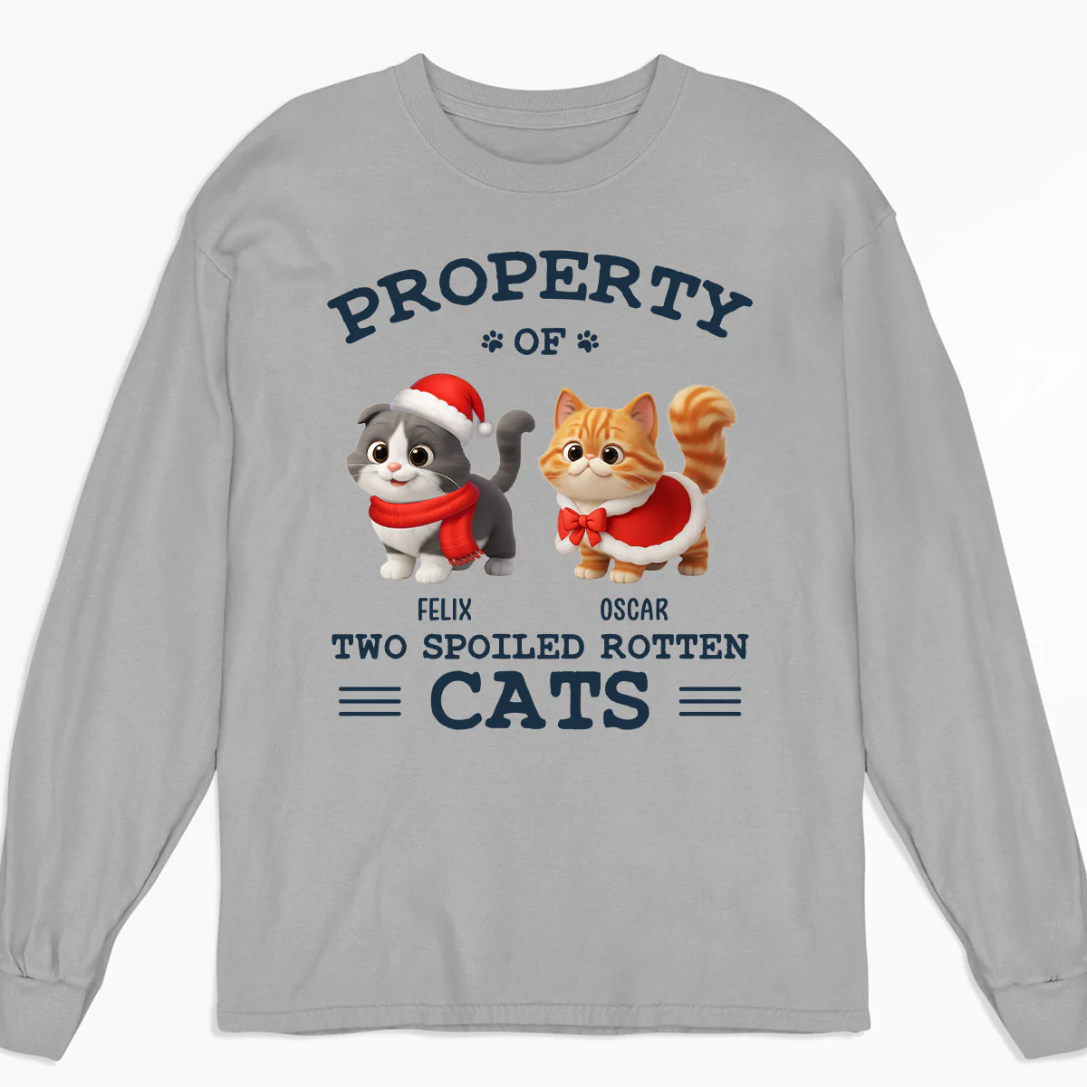 Cartoon Spoiled Rotten Cats - Personalized Custom Long Sleeve T-Shirt