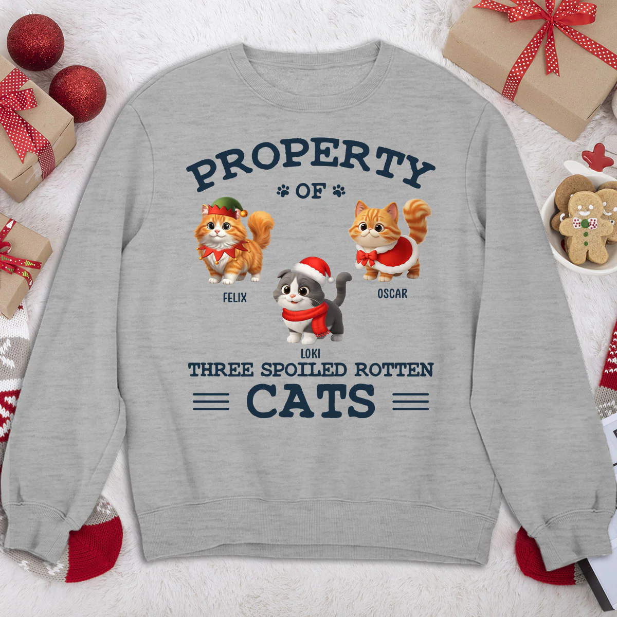 Cartoon Spoiled Rotten Cats - Personalized Custom Sweatshirt - Image 3